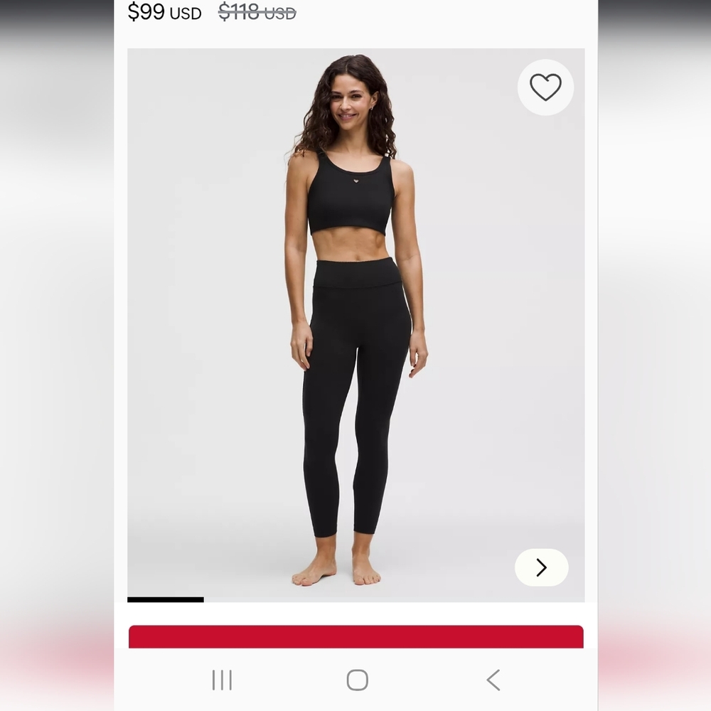 Lululemon Athletica Groove No Line  Heart Leggings Size 4